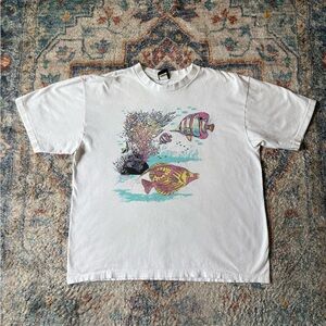 Vintage Fish Coral Nature T-shirt Size XL
